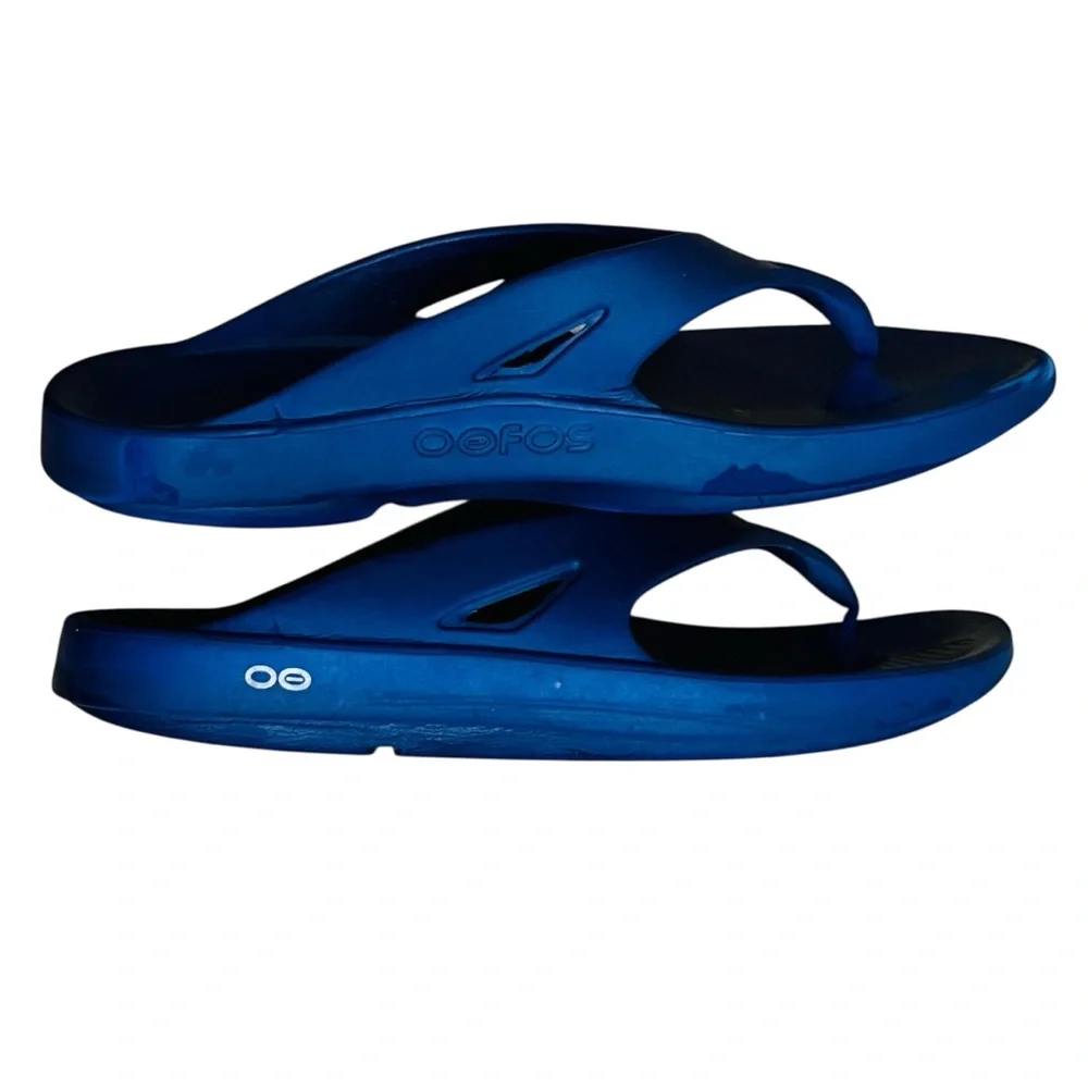 Oofos Ooriginal Sandals Blue & Gray Flip Flops Men’s Sz 12